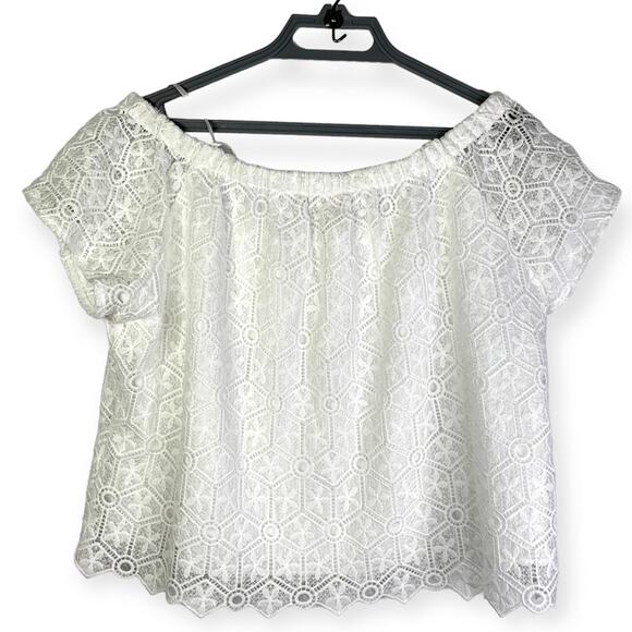 Amanda Uprichard Firenze Lace Off-the-Shoulder Top White color women’s sz medium - Picture 3 of 7